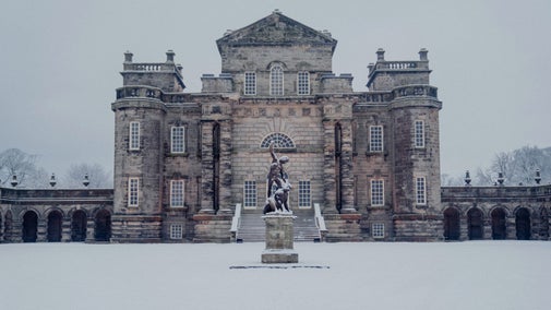 North front of Seaton Delaval Hall in winter snow